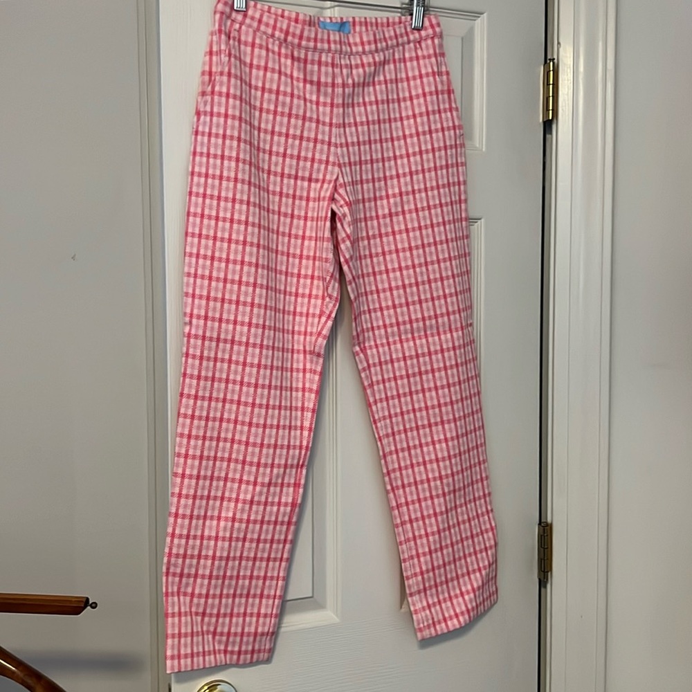 NWT Draper James Elle Pants in Pink Windowpane Plaid Size S